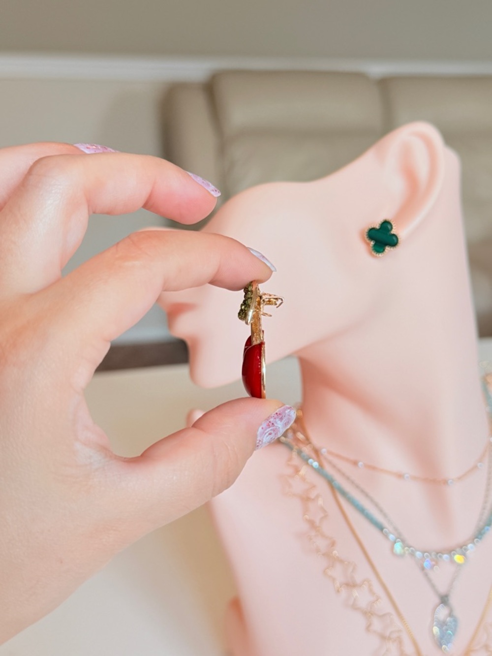 Red Cherry Crystal Enamel Brooch - Picture 6 of 7